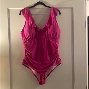 Pink Ruffled Kids One Piece Swimsuit